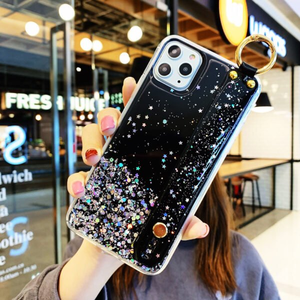 Bling Glitter Wrist Strap Phone Case For 12 11 Pro Max XR